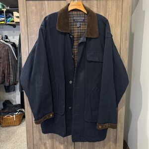 Roundtree & Yorke Men’s Vintage Barn Chore Jacket XL Navy Blue Corduroy collar